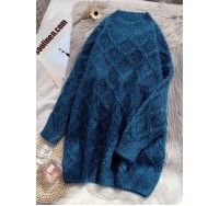 Fashion o neck thick Sweater weather plus size green Fuzzy knit dress