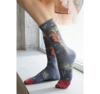 Fashion Plant flowers Jacquard Cotton Crew Socks