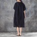 Fine summer dresses oversize Loose Round Neck Short Sleeve Irregular Black Dress