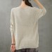 Diy o neck linen fall tops women Cotton beige top